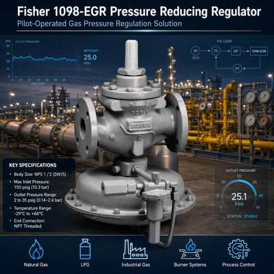Fi-sher 1098-EGR régulateur de gaz naturel Ventilateur de régulation de pression piloté régulateur de pression de gaz industriel