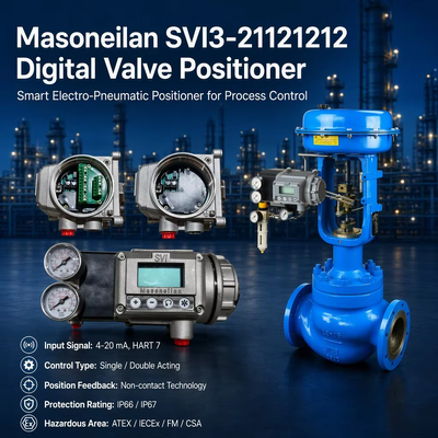Positionneur de vanne Masoneilan SVI3-21121212 Diagnostics avancés IP66 Simple effet Écran LCD 4-20 mA HART 7