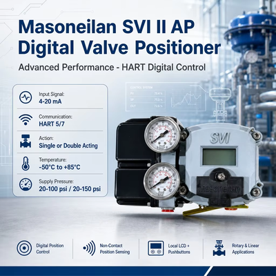 Positionneur de vanne numérique à auto-réglage Masoneilan SVI2 AP Diagnostics 4-20mA Positionneur de vanne à détection de position sans contact