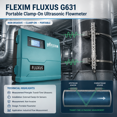 Débitmètre à ultrasons portable à pince Flexim FLUXUS G631 BA ST EE pour gaz, liquides et vapeur