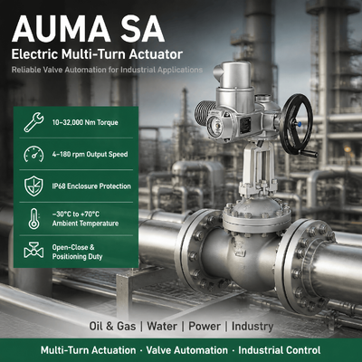 AUMA SA Electric Multi Turn Valve Actuator Motorized Valve Actuator Industrial Valve Automation Gate Valve Actuator