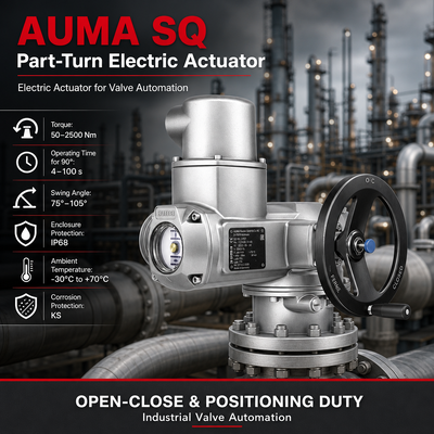 AUMA SQ Actuateur électrique rotatif Partie actionneur de soupape de virage Automatisation de soupape à bille Actuateur électrique industriel