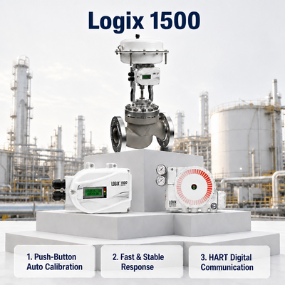 Logix 1500 Positionneur de soupape numérique de protocole HART intelligent 4 20mA IP67 Contrôle électro-pneumatique du débit Industrie pétrolière chimique