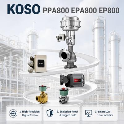 Positionneur de vanne intelligent KOSO PPA800 EPA800 EP800 électropneumatique OEM haute précision 140 700kPa contrôle industrie pétrochimique