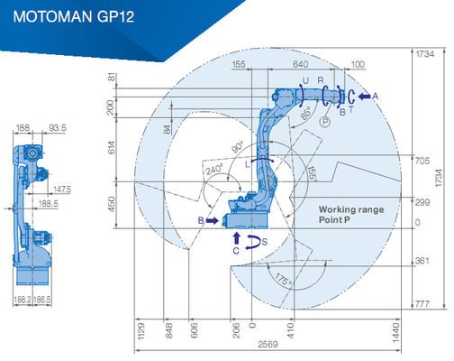 6 bras de transfert de robot de Yaskawa GP12 1.5KVA de haches