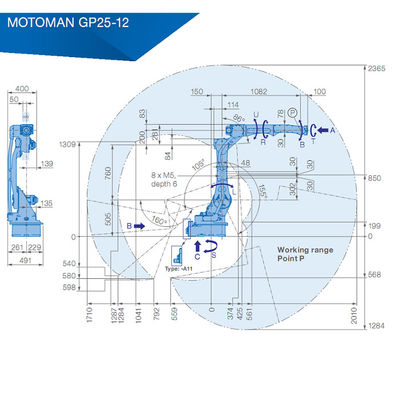 Charge utile 2010mm de Yaskawa GP25-12 12kg bras de robot de 6 axes