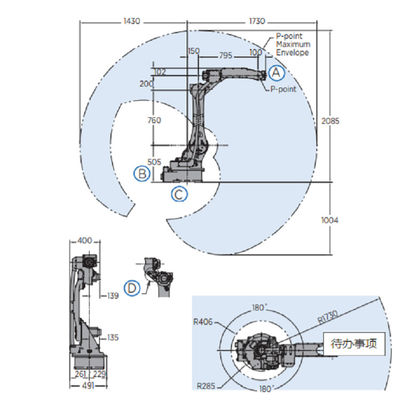 Bras de robot industriel YASKAWA GP20 avec le contrôleur YRC1000 et 25 kilogrammes de playload pour la remise et l'emballage matériels