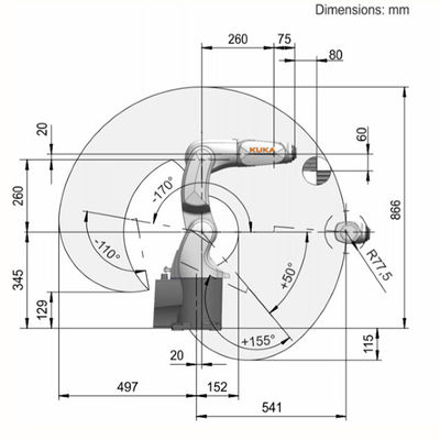 Petit robot de manipulation de matériel d'axe de la représentation 6 de dessus de Kr 3 AGILUS de robot industriel de KUKA