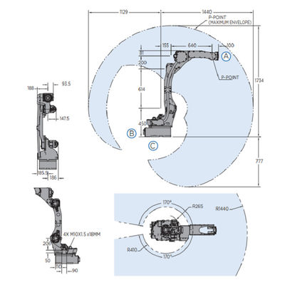 Le bras AR1440 de robot de 6 axes pour souder 12kg la charge utile 1440mm atteignent le robot rapide et précis de soudure à l'arc électrique