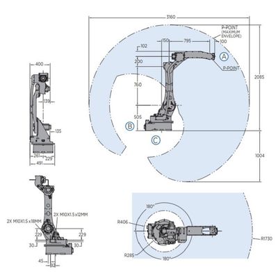 Axe AR1730 du robot industriel 6 pour souder le contrôleur rapide 1000 et précis de la charge utile 25kg de YRC Arc Welding Robot