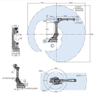 Le bras de robot de l'axe AR2010 6 pour la charge utile de soudure 12kg atteignent le robot rapide et précis de 2010mm de soudure à l'arc électrique