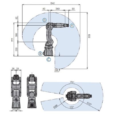 Le bras de robot de l'axe GP7 6 pour la charge utile de remise matérielle 7kg atteignent le robot de remise matériel rapide et précis de 927mm