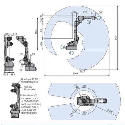 6 portée 1440mm de la charge utile 12kg du bras GP12 de robot d'axe pour matériel remettant Matecurate rapide et précis robot de remise matériel
