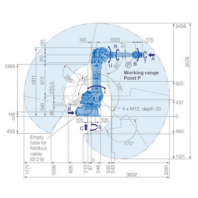 6 portée 2061mm de la charge utile 50kg du bras GP50 de robot d'axe pour la remise matérielle