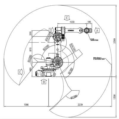 Portée de la charge utile 50kg d'axe de la fraiseuse 6 de bras de robot 2239mm HH050 avec Hi5a-S60 le contrôleur Milling Robot