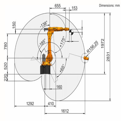 Bras de robot de soudure de la portée 1612mm de la charge utile 20Kg de KR16 R1610-2