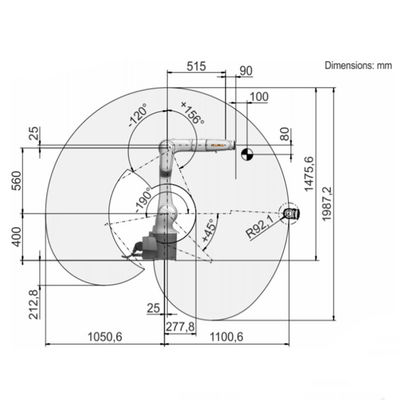 La charge utile R1100-2 11.1Kg de Kr 10 atteignent la soudure robotique de 1101mm