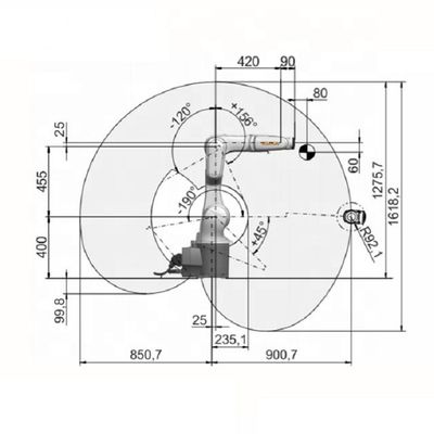 La charge utile R900-2 6.7kg de Kr 6 atteignent 901mm soudure robotique de 6 axes