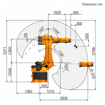 La charge utile R2830 472kg maximum de Kr 360 atteignent 2826mm manipulateur de robot de 6 axes
