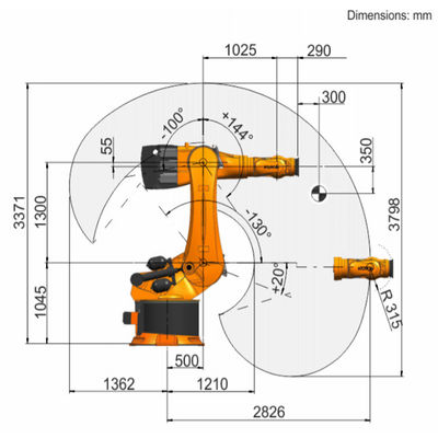 La charge utile R2830 729kg de Kr 600 atteignent 2826mm robot de palletisation de 6 axes
