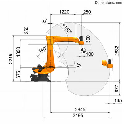 Robot de palletisation de la portée 3195mm de la charge utile 120kg d'axe de la PA R3200 5 de Kr 120