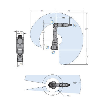 Robot de 6 Aixs avec la soudure à l'arc électrique 1000 de For de la charge utile 7KG et du contrôleur de YRC du robot industriel de l'AR 900