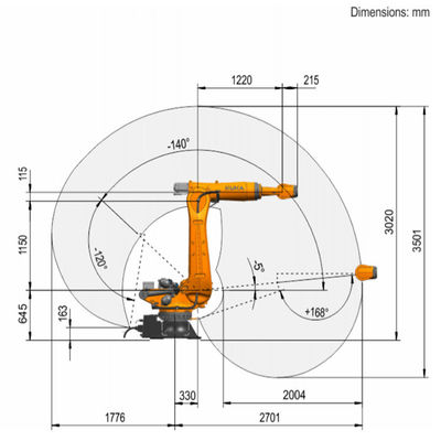 La charge utile 275kg d'axe de Kr 210 R2700-2 F 6 atteignent le plancher de 2701mm montant manipulant le robot