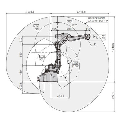 La charge utile facile 6kg d'axe de la gestion 6 de BA006N atteignent le robot de soudure à l'arc électrique de 1445mm