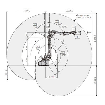 Robot facile de soudure à l'arc électrique de gestion de la portée 2036mm de la charge utile 6kg d'axe de BA006L 6