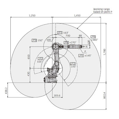 La charge utile 10kg d'axe de RA010N 6 atteignent le robot qualifié et flexible de 1450mm de soudure à l'arc électrique
