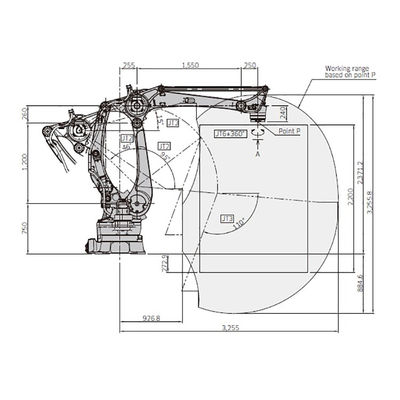 La charge utile 160kg d'axe de CP180L 4 atteignent le robot de palletisation à grande vitesse de 3255mm