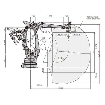 La charge utile 500kg de CP500L atteignent 3255mm robot de palletisation à grande vitesse de 4 axes