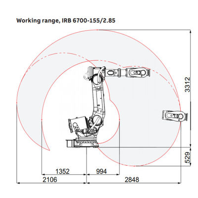 IRB6700 efficace et flexible avec le bras de robot de la charge utile 155KG pour la machine de transfert