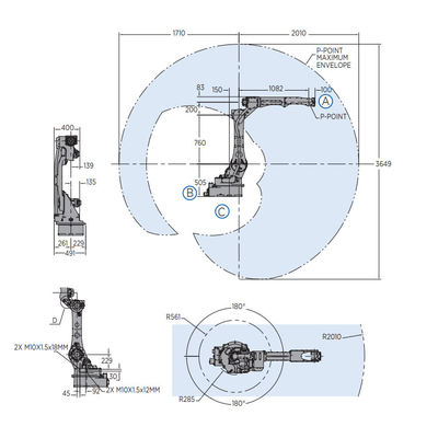 Robot intelligent rapide et précis AR2010 en tant que portée 2010mm de la charge utile 12kg de machine de soudure de MIG pour la soudure à l'arc électrique
