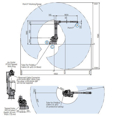 Bras MH50II-20 de robot de 6 Aixs avec 20KG la portée de la charge utile 3106MM pour la soudure à l'arc électrique et les machines de revêtement