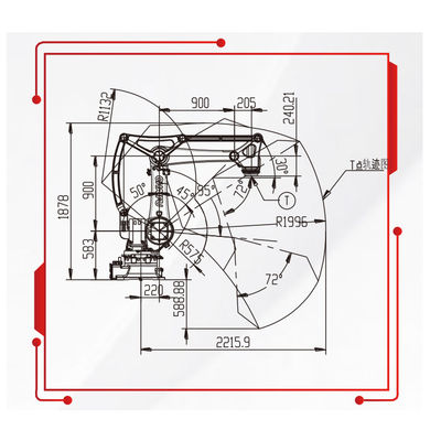 Manipulateur robotique de bras de 4 Aixs avec 50KG le robot de palletisation de portée de la charge utile 2220MM et le robot de manipulation