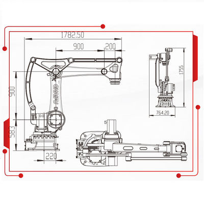 Manipulateur robotique de bras de 4 Aixs avec 50KG le robot de palletisation de portée de la charge utile 2220MM et le robot de manipulation