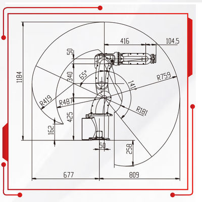 Robot industriel de robot de bras de Mini With 7KG de portée de grande précision de la charge utile 759MM en tant que robot de transfert