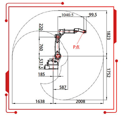 SF6-C2080 avec 10KG le bras robotique de portée de la charge utile 2080MM en tant que le robot industriel et robot de soudure