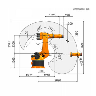 6 robot industriel robotique industriel de Kr 500 R2830 Kuka de bras d'axe avec la charge utile évaluée du robot industriel de 500 kilogrammes