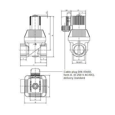 Type 6221 manière de la valve de piston 2/2 assistée comme vanne électromagnétique pour le haut air comprimé pulsé et