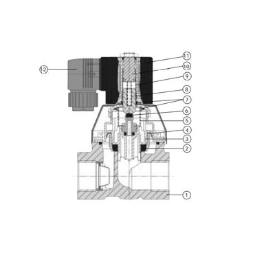 Type 6221 manière de la valve de piston 2/2 assistée comme vanne électromagnétique pour le haut air comprimé pulsé et