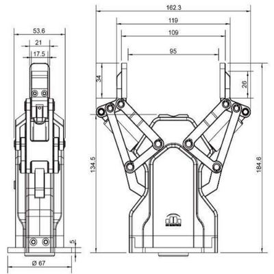 Cartel de la pince AG-95 de robot avec l'axe robotique du bras 6 d'UR en tant que robot de collaboration