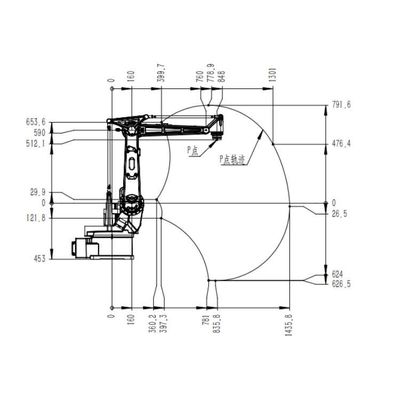 Bras robotique de 6 axes peignant TKB4600-12KG-1435mm pour la peinture comme robot de peinture