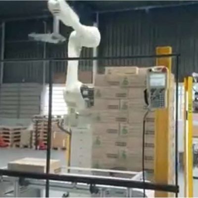 Armement robotique industriel 6 axes Kawasaki RS050N avec rail de guidage CNGBS pour robot de manutention de palettes