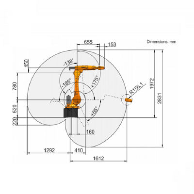 Pince de robot de robot industriel de Kuka avec la charge utile de Kuka de bras d'axe 6 de la machine de transfert de bras de robot de 16 kilogrammes