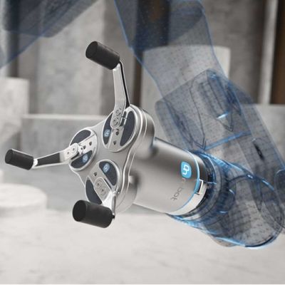 Robot collaboratif avec 3FG15 Three Finger Flexible Gripper avec bras robotisé comme robot gripper