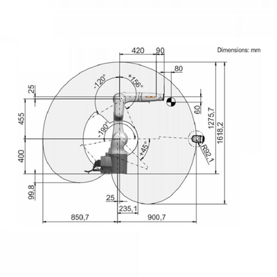 Robot de soudure industriel KR6 R900 l'axe du bras 6 de robot avec l'autre charge utile d'appareil à souder de la machine de soudure de 3 kilogrammes