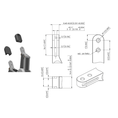 Grande pince de doigt de la course 2 utilisée avec le robot de collaboration d'UR 5E pour des pièces d'équipement de manutention