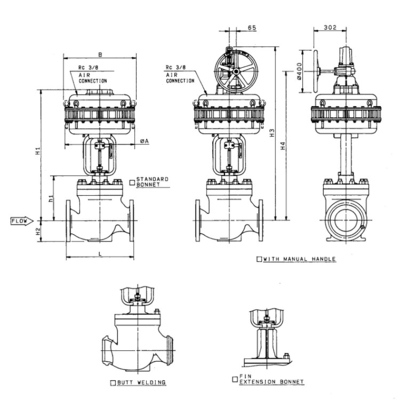 Le dessus de la soupape de commande de KOSO 510T a guidé les robinets d'arrêt sphériques posés simples avec le type valve pneumatique du diaphragme 5200LA de déclencheur